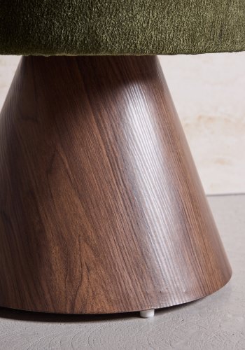 VENTURE DESIGN Lanzo puf, rund - m�rkegr�n stof og MDF med Mocca 3D-papir (�48)