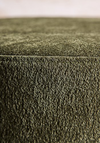 VENTURE DESIGN Lanzo puf, rund - m�rkegr�n stof og MDF med Mocca 3D-papir (�48)