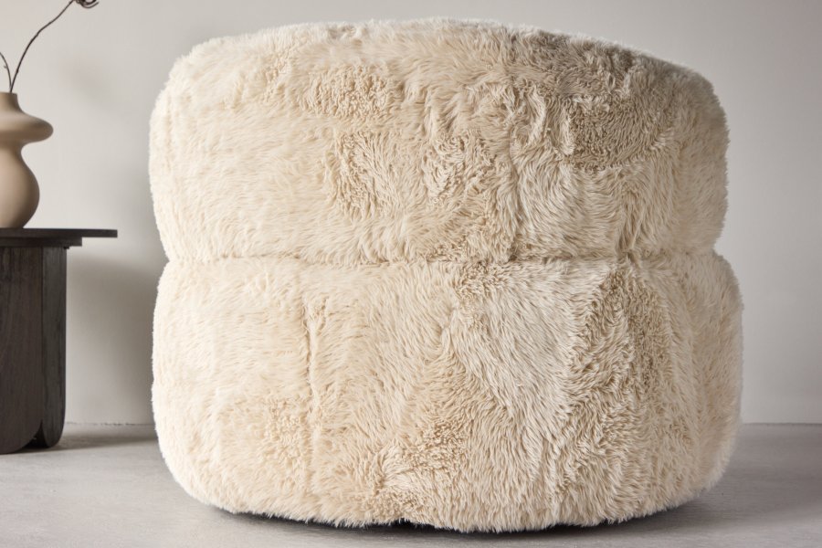 VENTURE DESIGN Gert Sessel  Metallrahmen / Offwhite Kunstfell