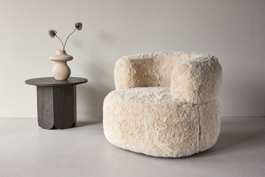 VENTURE DESIGN Gert Sessel  Metallrahmen / Offwhite Kunstfell