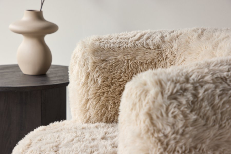 VENTURE DESIGN Gert Sessel  Metallrahmen / Offwhite Kunstfell