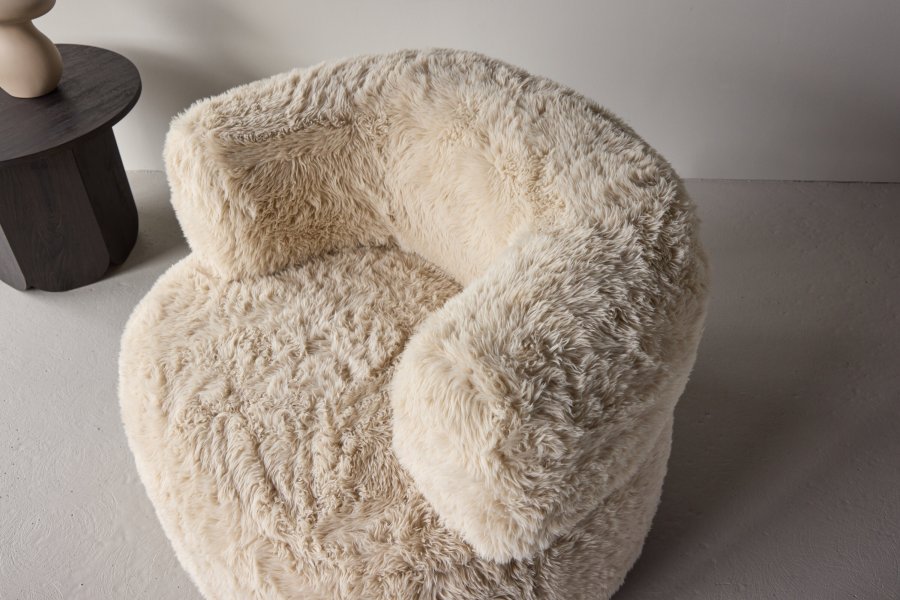 VENTURE DESIGN Gert Sessel  Metallrahmen / Offwhite Kunstfell