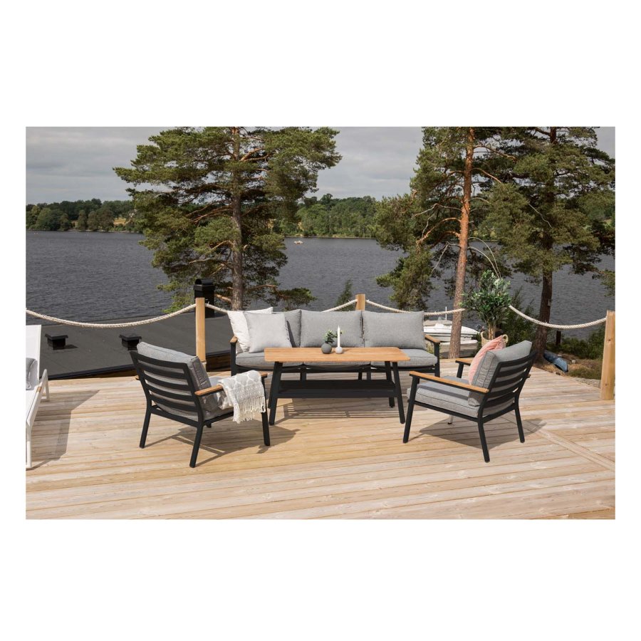 VENTURE DESIGN Brasilia haves�t - natur teaktr�, sort aluminium og stof 