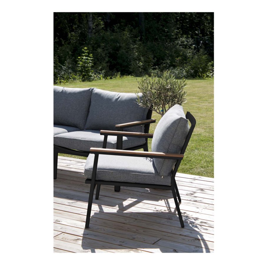 VENTURE DESIGN Brasilia haves�t - natur teaktr�, sort aluminium og stof 