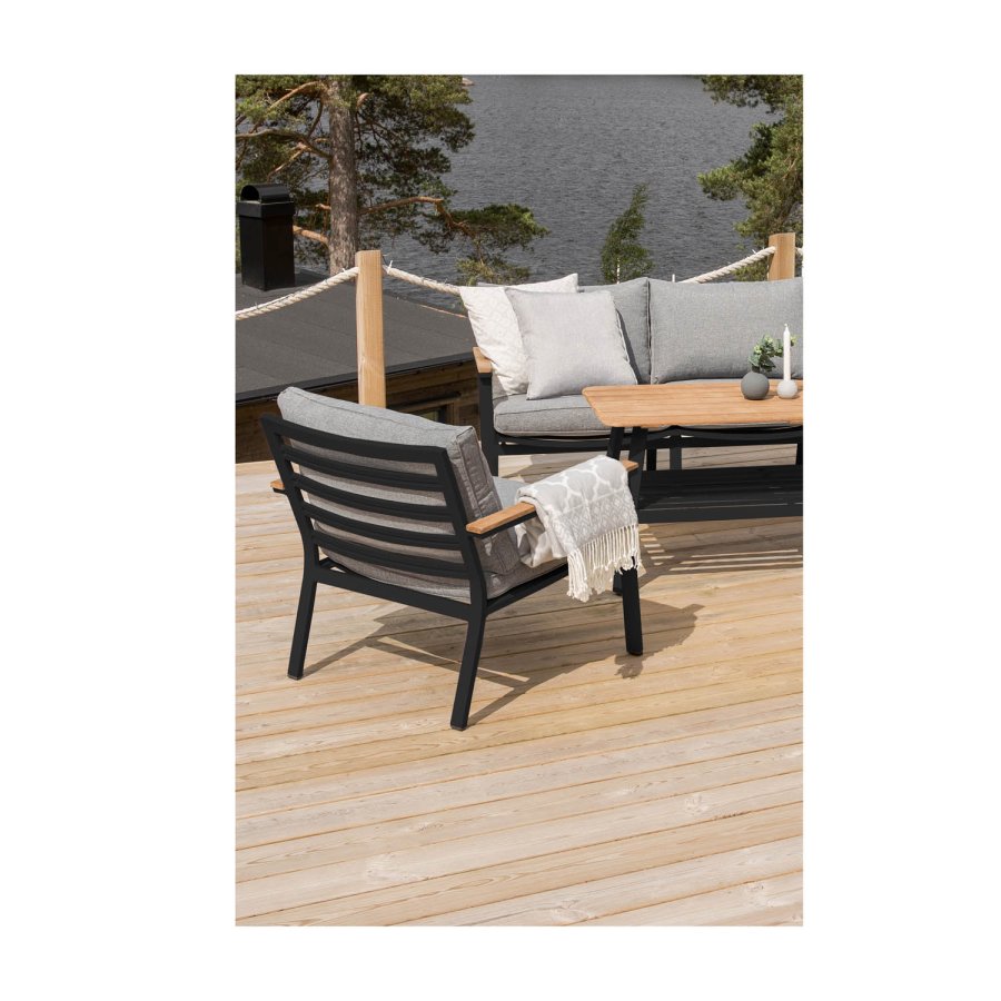 VENTURE DESIGN Brasilia haves�t - natur teaktr�, sort aluminium og stof 