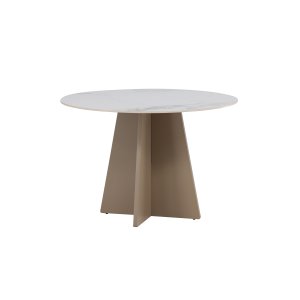 VENTURE DESIGN Bootcut spisebord, rund - beige sintret sten marmorlook og MDF (�110x75)