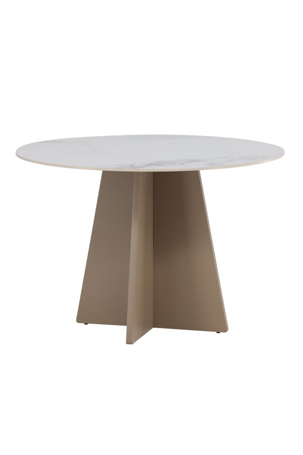 VENTURE DESIGN Bootcut spisebord, rund - beige sintret sten marmorlook og MDF (�110x75)
