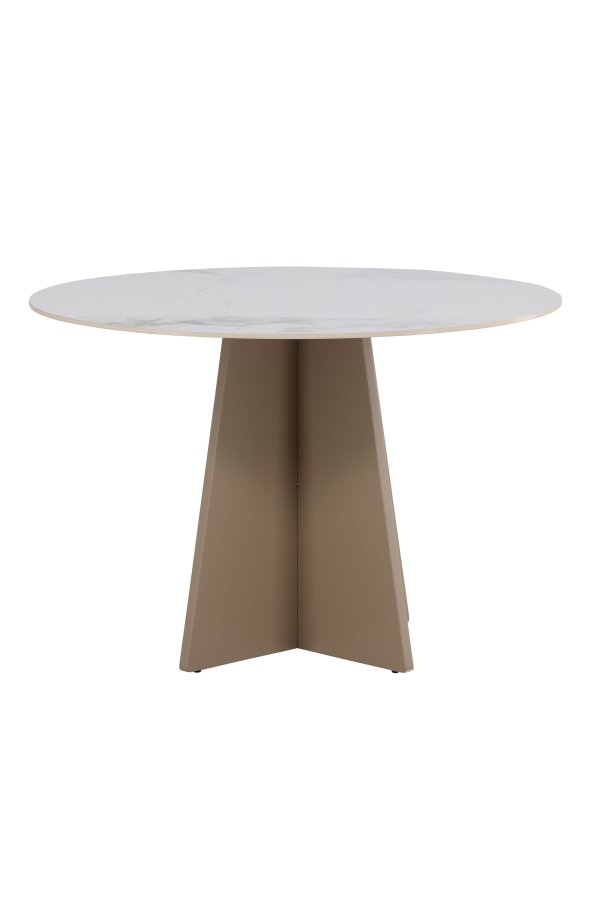VENTURE DESIGN Bootcut spisebord, rund - beige sintret sten marmorlook og MDF (�110x75)