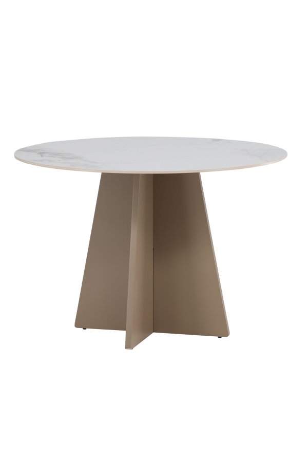 VENTURE DESIGN Bootcut spisebord, rund - beige sintret sten marmorlook og MDF (�110x75)