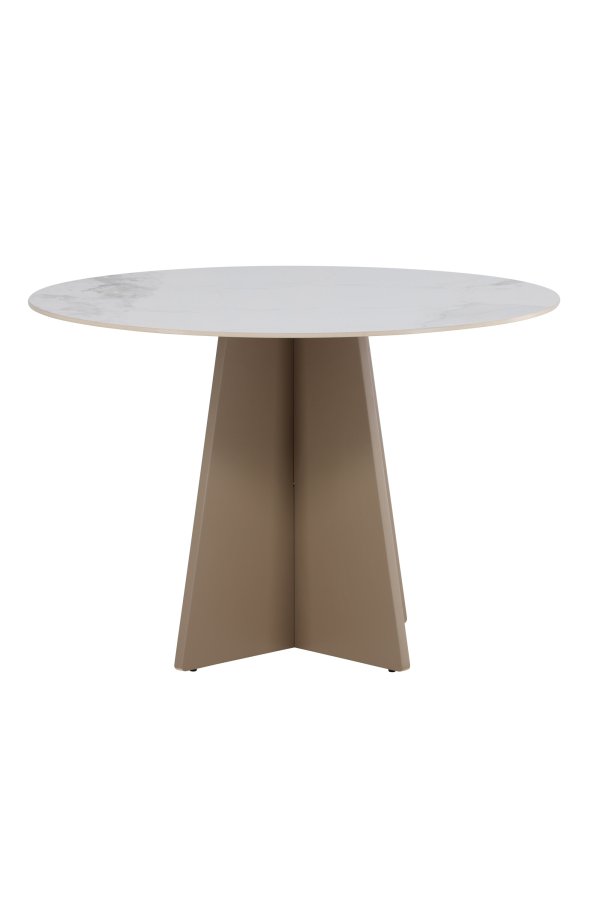 VENTURE DESIGN Bootcut spisebord, rund - beige sintret sten marmorlook og MDF (�110x75)