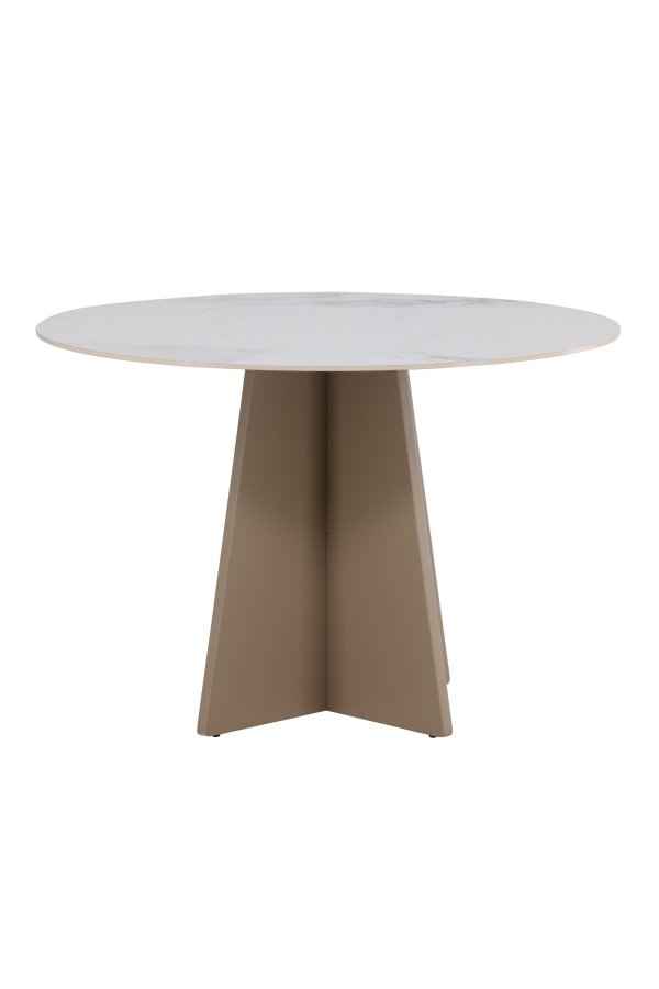 VENTURE DESIGN Bootcut spisebord, rund - beige sintret sten marmorlook og MDF (�110x75)