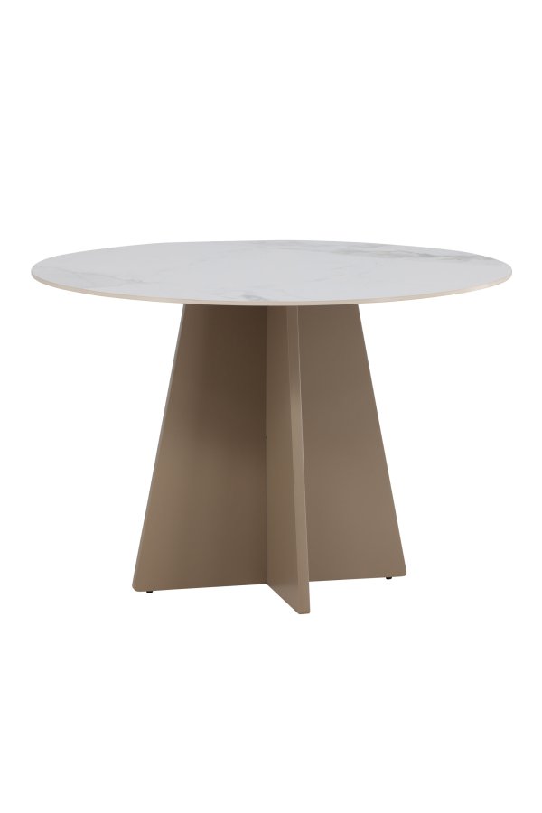 VENTURE DESIGN Bootcut spisebord, rund - beige sintret sten marmorlook og MDF (�110x75)