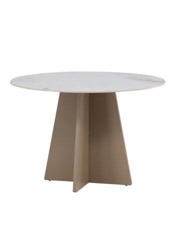 VENTURE DESIGN Bootcut spisebord, rund - beige sintret sten marmorlook og MDF (�110x75)