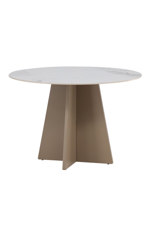 VENTURE DESIGN Bootcut spisebord, rund - beige sintret sten marmorlook og MDF (�110x75)