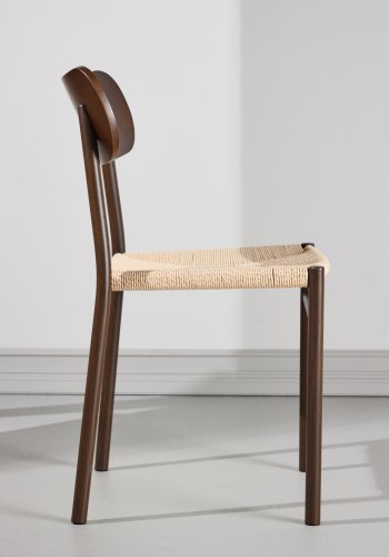 VENTURE DESIGN Polly spisebordsstol - beige reb, mocca krydsfin�r og st�l