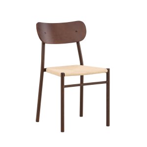 VENTURE DESIGN Polly spisebordsstol - beige reb, mocca krydsfin�r og st�l