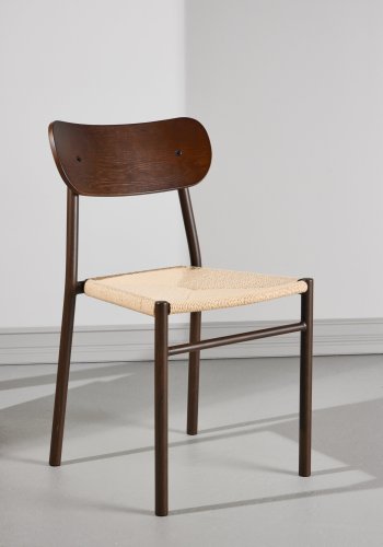 VENTURE DESIGN Polly spisebordsstol - beige reb, mocca krydsfin�r og st�l