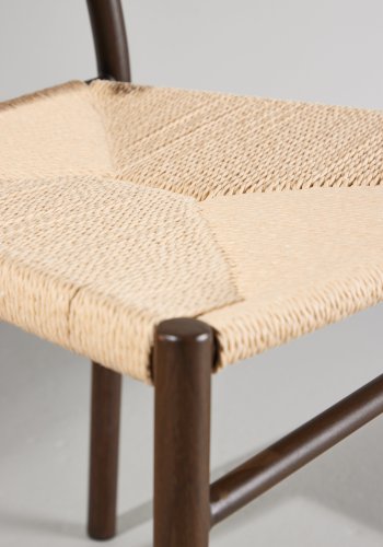 VENTURE DESIGN Polly spisebordsstol - beige reb, mocca krydsfin�r og st�l