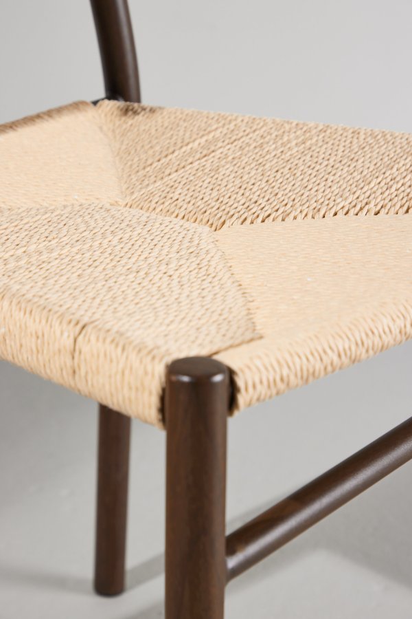 VENTURE DESIGN Polly spisebordsstol 88x42x55 cm - Metal+krydsfiner Mocca maling / Beige reb