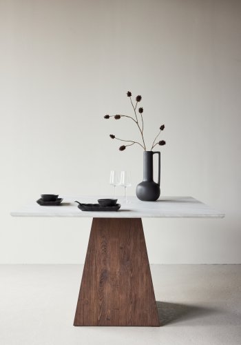 VENTURE DESIGN Cael spisebord, kvadratisk - MDF med stenlook og mocca 3D papir (120x120x75)