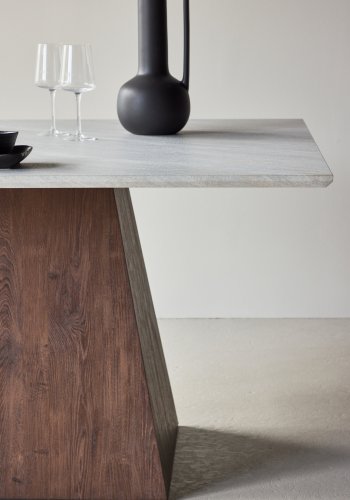 VENTURE DESIGN Cael spisebord, kvadratisk - MDF med stenlook og mocca 3D papir (120x120x75)
