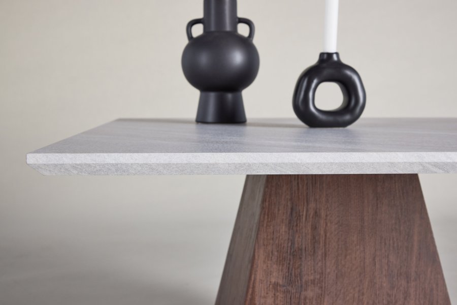 VENTURE DESIGN Cael Couchtisch 80x80x45 cm - MDF 3D Papier Mocca / Steinoptik