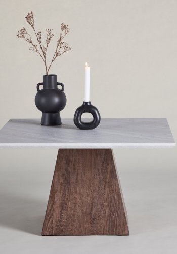 VENTURE DESIGN Cael Couchtisch 80x80x45 cm - MDF 3D Papier Mocca / Steinoptik