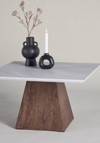 VENTURE DESIGN Cael Couchtisch 80x80x45 cm - MDF 3D Papier Mocca / Steinoptik