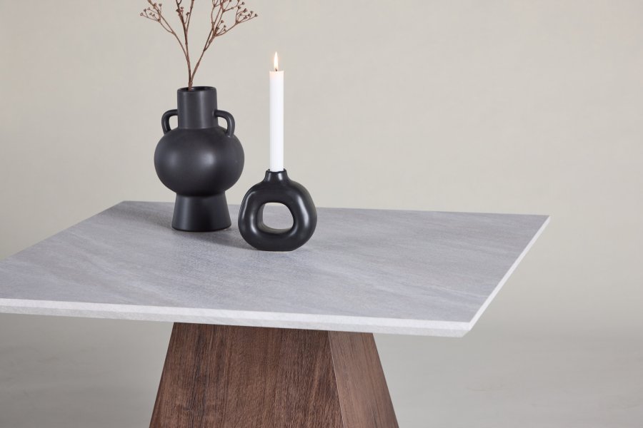 VENTURE DESIGN Cael Couchtisch 80x80x45 cm - MDF 3D Papier Mocca / Steinoptik