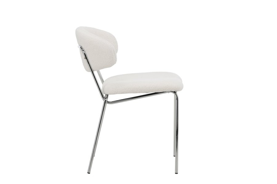 VENTURE DESIGN Chico spisebordsstol - hvid boucl og forkromet stl