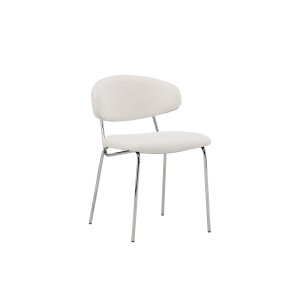 VENTURE DESIGN Chico spisebordsstol - hvid boucl og forkromet stl