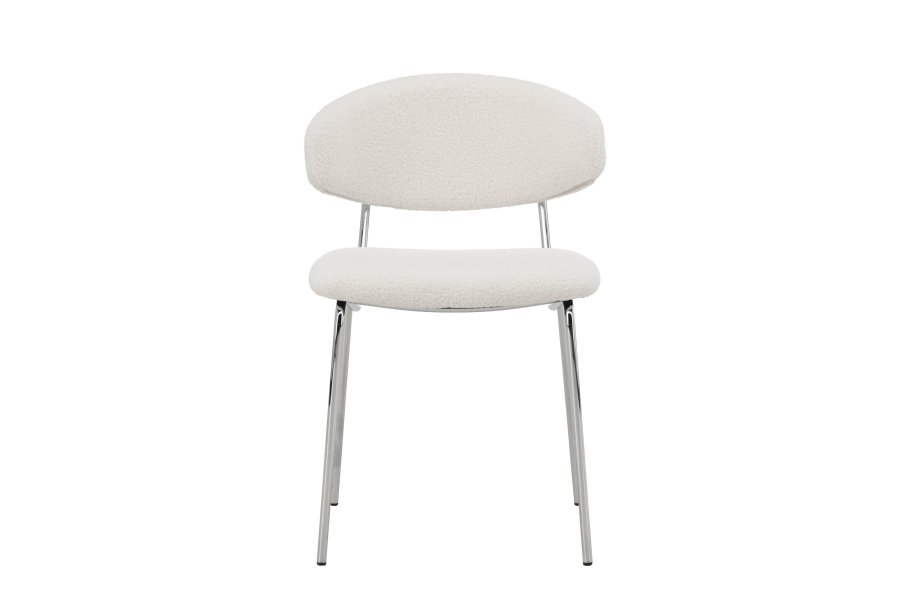 VENTURE DESIGN Chico spisebordsstol - hvid boucl og forkromet stl
