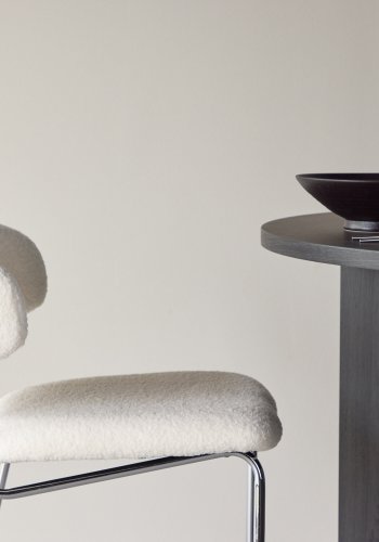VENTURE DESIGN Chico spisebordsstol - hvid boucl og forkromet stl