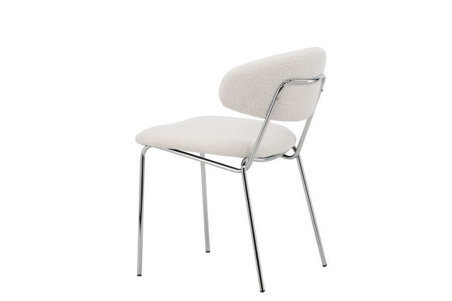 VENTURE DESIGN Chico spisebordsstol - hvid boucl og forkromet stl