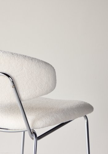 VENTURE DESIGN Chico spisebordsstol - hvid boucl og forkromet stl