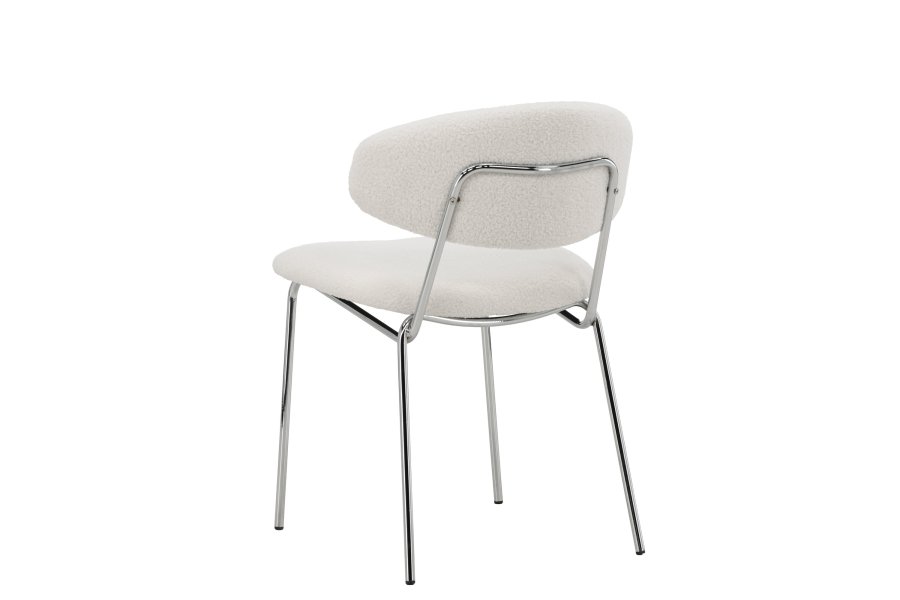 VENTURE DESIGN Chico spisebordsstol - hvid boucl og forkromet stl