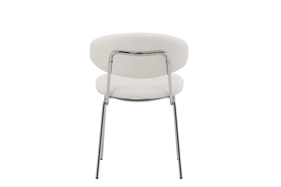 VENTURE DESIGN Chico spisebordsstol - hvid boucl og forkromet stl