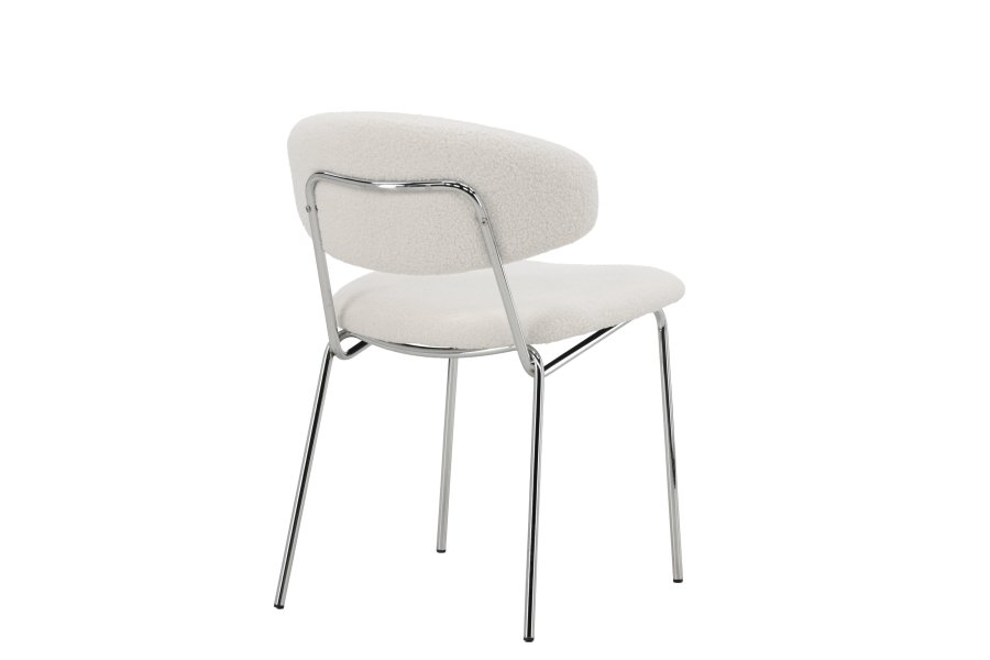 VENTURE DESIGN Chico spisebordsstol - hvid boucl og forkromet stl