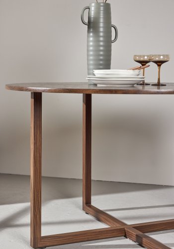 VENTURE DESIGN Durango spisebord, rund - MDF og st�l med valn�d 3D-papir (120x75)