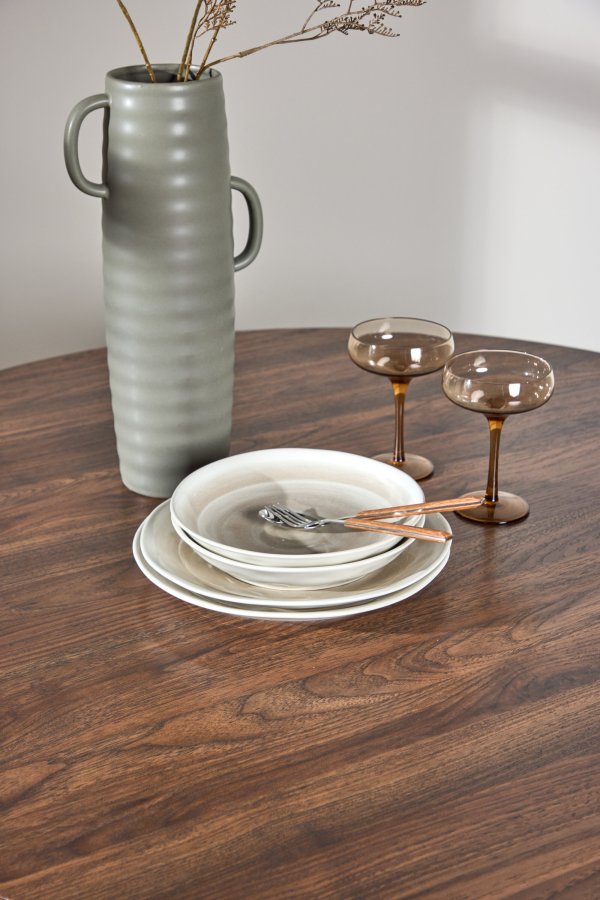 VENTURE DESIGN Durango spisebord, rund - MDF og st�l med valn�d 3D-papir (120x75)