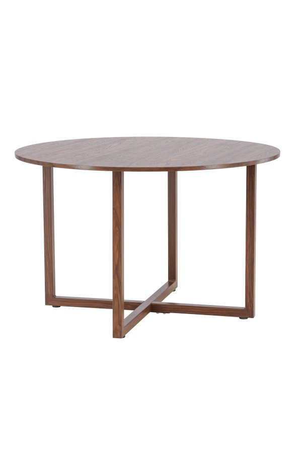 VENTURE DESIGN Durango spisebord, rund - MDF og st�l med valn�d 3D-papir (120x75)