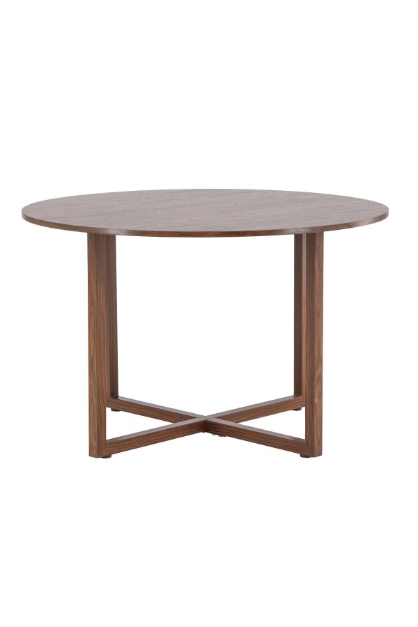 VENTURE DESIGN Durango spisebord, rund - MDF og st�l med valn�d 3D-papir (120x75)