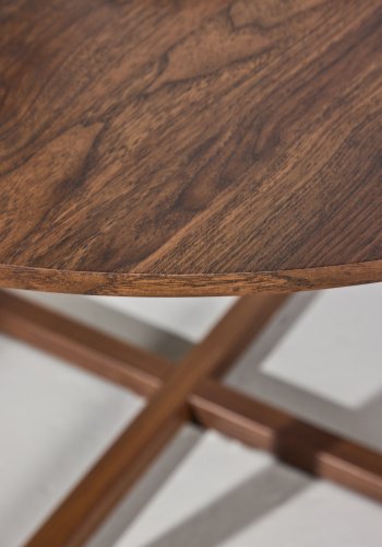 VENTURE DESIGN Durango spisebord, rund - MDF og st�l med valn�d 3D-papir (120x75)