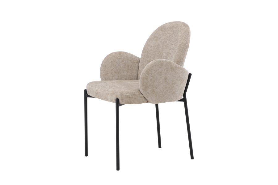 VENTURE DESIGN Blom Esszimmersthle, 2er-Pack  Schwarzer Stahl / Beigefarbener Stoff