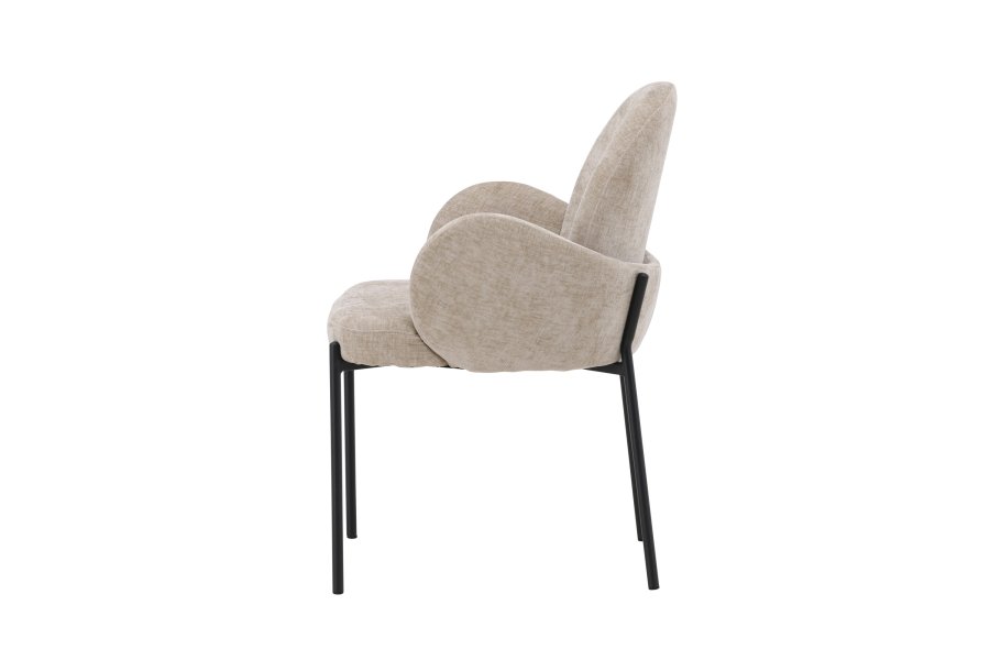 VENTURE DESIGN Blom Esszimmersthle, 2er-Pack  Schwarzer Stahl / Beigefarbener Stoff