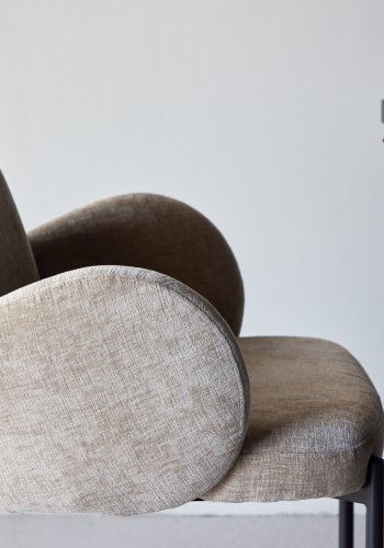 VENTURE DESIGN Blom Esszimmersthle, 2er-Pack  Schwarzer Stahl / Beigefarbener Stoff