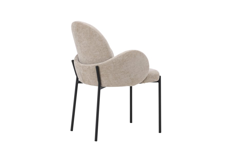 VENTURE DESIGN Blom Esszimmersthle, 2er-Pack  Schwarzer Stahl / Beigefarbener Stoff