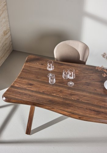 VENTURE DESIGN Fiona spisebord, organisk - MDF med valn�d 3D-papir (180x90x75)