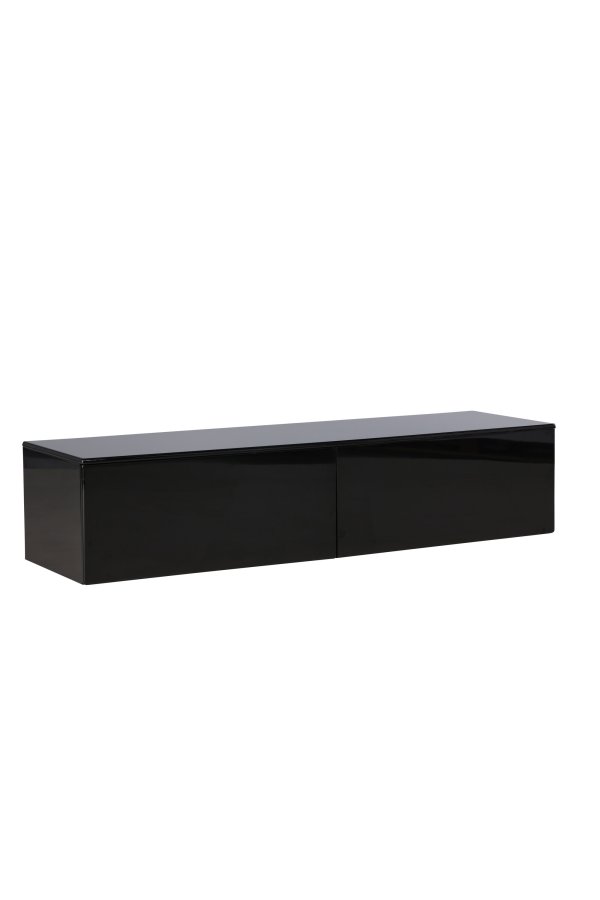 VENTURE DESIGN Fristad v�gh�ngt TV-bord , m. 2 skuffer - sort blank PU-lak MDF (160x45x35) 