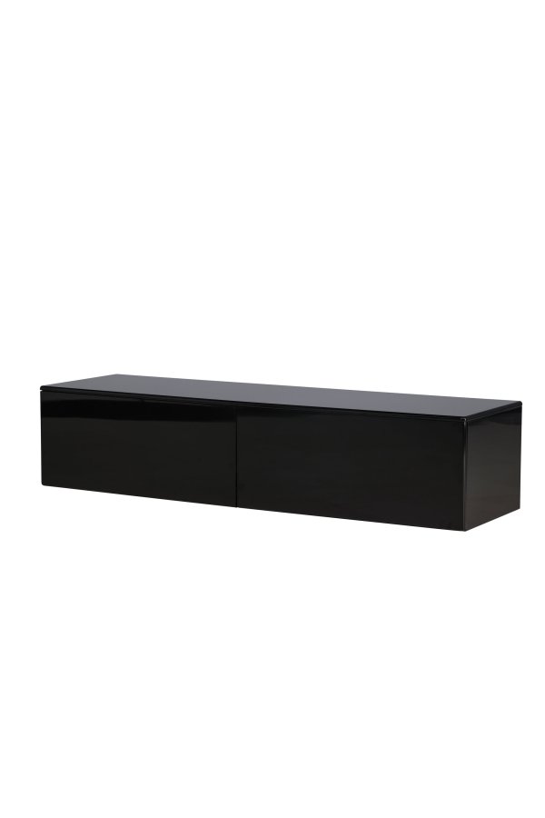 VENTURE DESIGN Fristad v�gh�ngt TV-bord , m. 2 skuffer - sort blank PU-lak MDF (160x45x35) 
